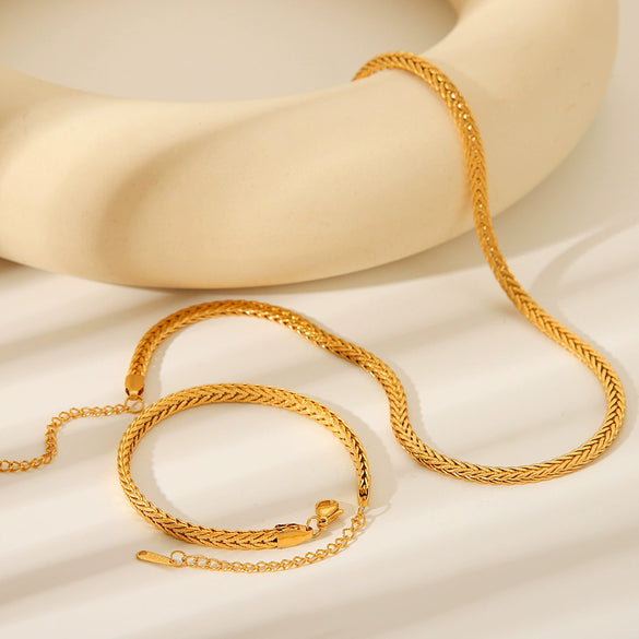 Titanium Steel Stainless Steel Women's Geometric Clavicle Chain Bracelet Necklace Electroplated