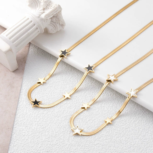 Titanium Steel Star Clavicle Chain For Women Electroplated Hiphop Style Niche Design Light Luxury
