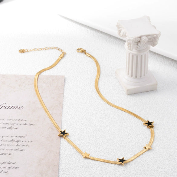 Titanium Steel Star Clavicle Chain For Women Electroplated Hiphop Style Niche Design Light Luxury