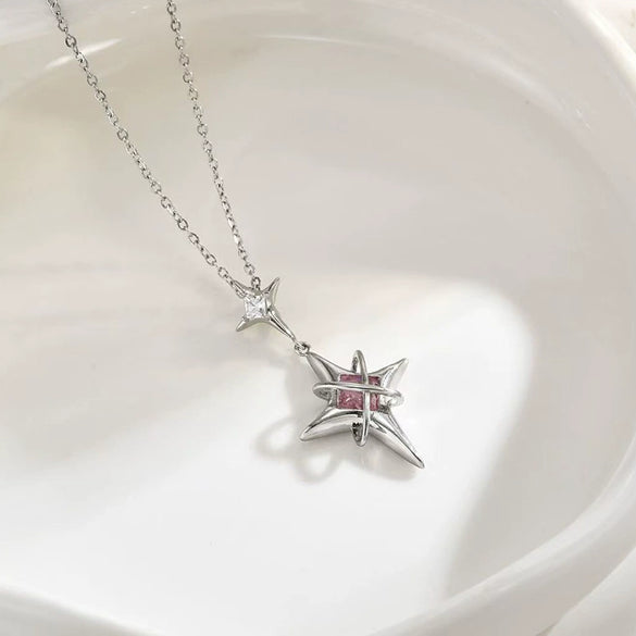 Titanium Steel Star Pendant Necklace Electroplated Personality Style