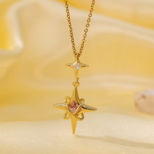 Titanium Steel Star Pendant Necklace Electroplated Personality Style