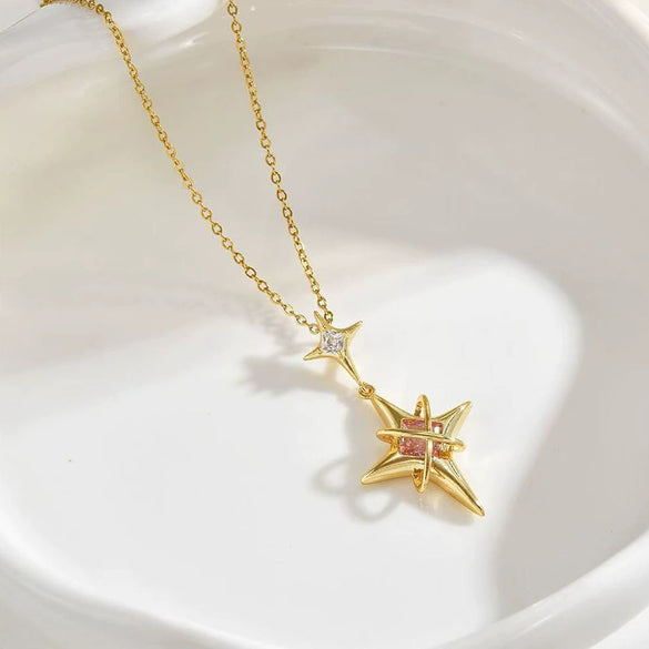 Titanium Steel Star Pendant Necklace Electroplated Personality Style