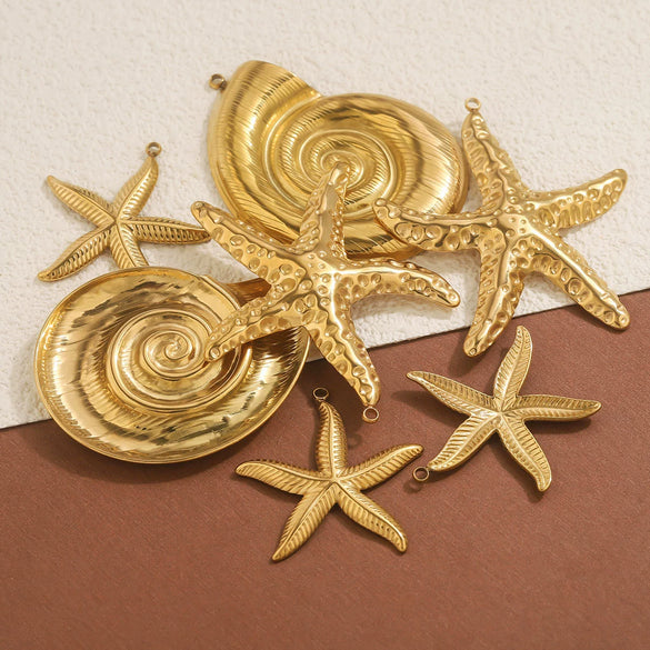 Titanium Steel Starfish Conch Pendant Necklace Accessories Electroplating