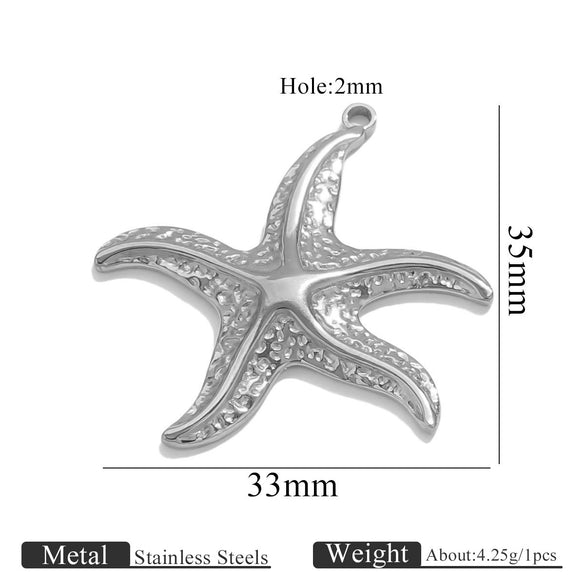 Titanium Steel Starfish Conch Pendant Necklace Accessories Electroplating