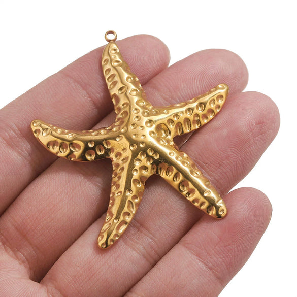 Titanium Steel Starfish Conch Pendant Necklace Accessories Electroplating