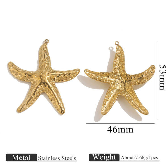Titanium Steel Starfish Conch Pendant Necklace Accessories Electroplating