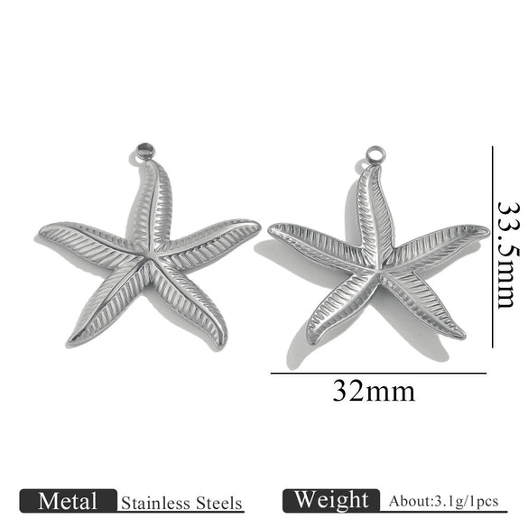 Titanium Steel Starfish Conch Pendant Necklace Accessories Electroplating
