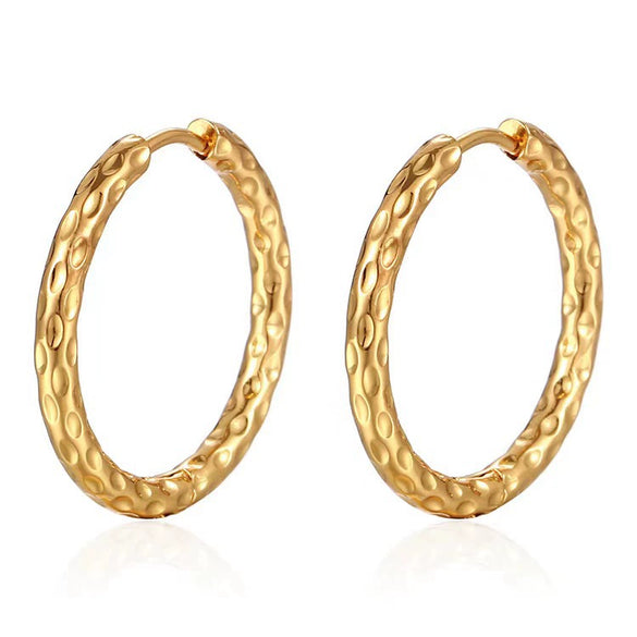 Titanium Steel Starshaped Geometric Style Hammered And Polished Women's Earrings