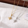 Titanium Steel Starshaped Pendant Necklace With Inlaid Zircon Electroplated Minimalist Geometric Style