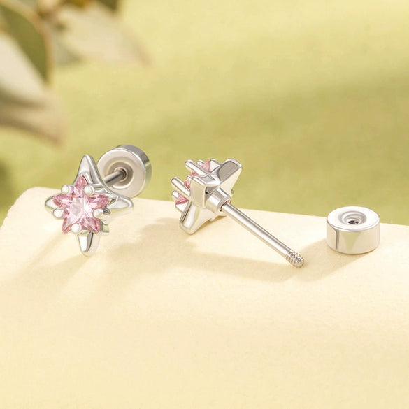 Titanium Steel Starshaped Zirconia Earrings For Women Versatile Style