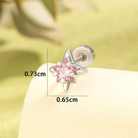 Titanium Steel Starshaped Zirconia Earrings For Women Versatile Style