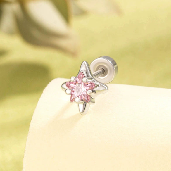 Titanium Steel Starshaped Zirconia Earrings For Women Versatile Style