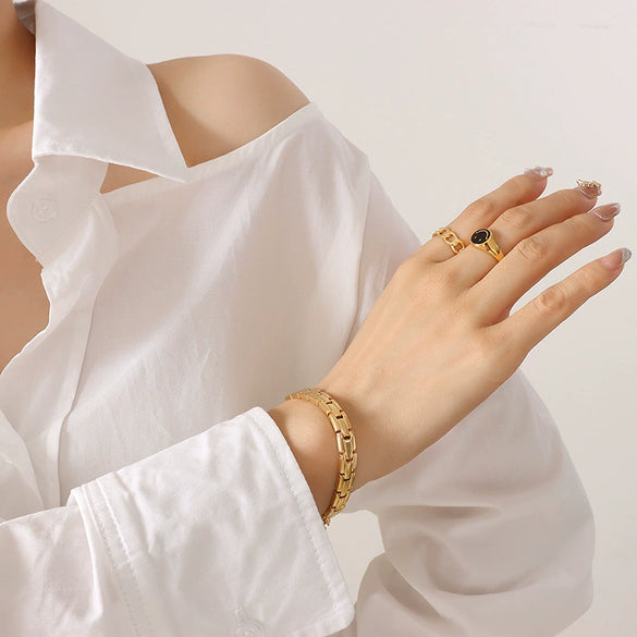 316L Stainless Steel Strap Bracelet Geometric Hip Hop Trendy Unisex Electroplated