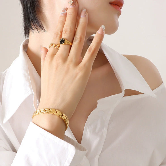 316L Stainless Steel Strap Bracelet Geometric Hip Hop Trendy Unisex Electroplated