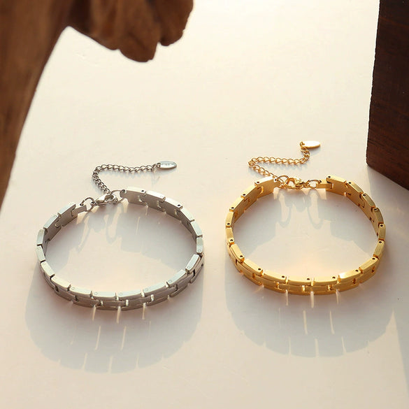 316L Stainless Steel Strap Bracelet Geometric Hip Hop Trendy Unisex Electroplated