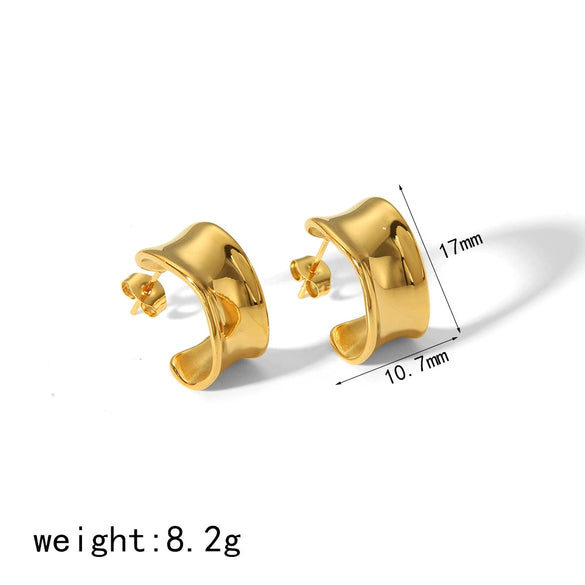 Titanium Steel Stud Earrings Geometric Cshaped Electroplated Fashion Style
