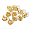 Titanium Steel Stud Earrings Geometric Style 18K Gold Twist Electroplated