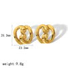 Titanium Steel Stud Earrings Geometric Style 18K Gold Twist Electroplated