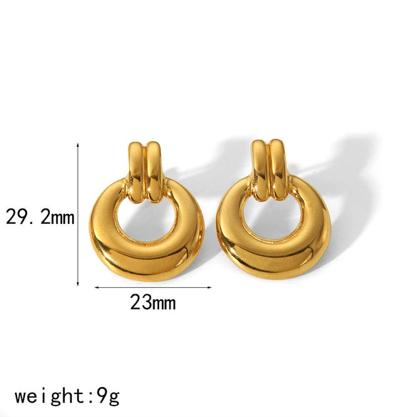 Titanium Steel Stud Earrings Geometric Style 18K Gold Twist Electroplated