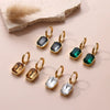 Titanium Steel Sugar Cube Zircon Geometric Style Earrings