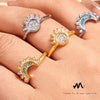 316L Stainless Steel Sun And Moon Zircon Ring With Geometric Pattern Electroplated Stylish Women's Tail Ring