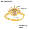 316L Stainless Steel Sun And Moon Zircon Ring With Geometric Pattern Electroplated Stylish Women's Tail Ring