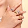 316L Stainless Steel Sun And Moon Zircon Ring With Geometric Pattern Electroplated Stylish Women's Tail Ring