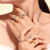 316L Stainless Steel Sun And Moon Zircon Ring With Geometric Pattern Electroplated Stylish Women's Tail Ring