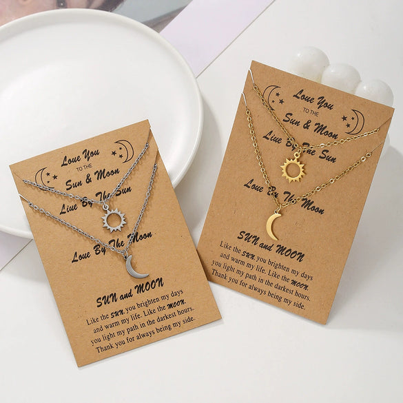 Titanium Steel Sun Moon Couple Necklace Electroplated