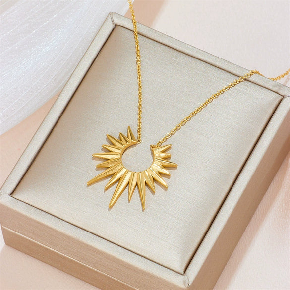 Titanium Steel Sunflower Love Drops Bell Pattern Necklace Earrings Set