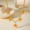 Titanium Steel Sunflower Pendant Necklace For Women With Geometric Pattern And Electroplating Ochain Jewelry