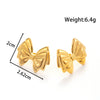 Titanium Steel Sweet Bow Heart Shape Light Luxury Earrings With Electroplating