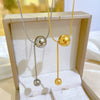 Titanium Steel Tassel Ball Flower Normcore Style Electroplated Geometric Necklace