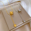 Titanium Steel Tassel Ball Flower Normcore Style Electroplated Geometric Necklace