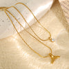 316L Stainless Steel Tassel Clavicle Chain Necklace Fishtail Design Electroplating For Women