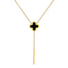 Titanium Steel Tassel Lucky Grass Minimalist Style Real Gold Plated Necklace With Cartoon And Flower Patterns