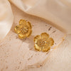 Titanium Steel Three Dimensional Flower Electroplated Diamond Women's Earrings