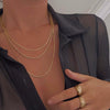 Titanium Steel Three Layer Round Snake Chain Rope Chain Clavicle Necklace For Women With Geometric Style