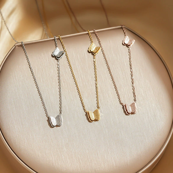 Titanium Steel Threedimensional Doublelayer Frosted Butterfly Women's Fashion Jewelry