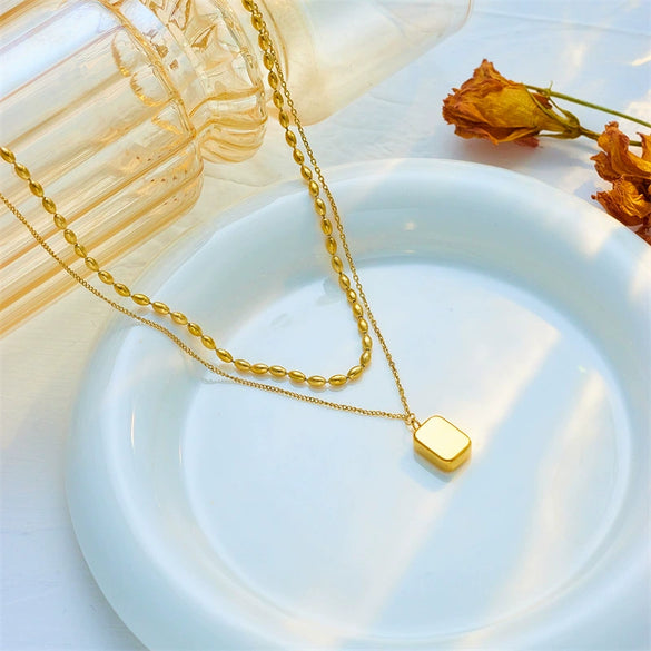 Titanium Steel Threedimensional Eightstar Diamondstudded Pendant Necklace Retro And Versatile Electroplated