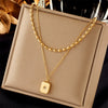 Titanium Steel Threedimensional Eightstar Diamondstudded Pendant Necklace Retro And Versatile Electroplated