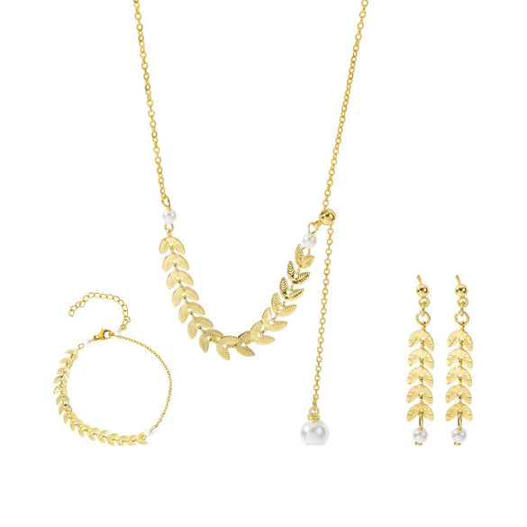 Titanium Steel Threepiece Jewelry Set With Geometric Pattern And Electroplating Design Cold Style Simple Include Necklace Earrings Bracelet