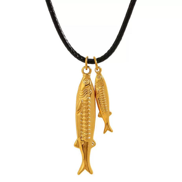 316L Stainless Steel Tuna Pendant Necklace Animals Zodiac Style Electroplated For Women