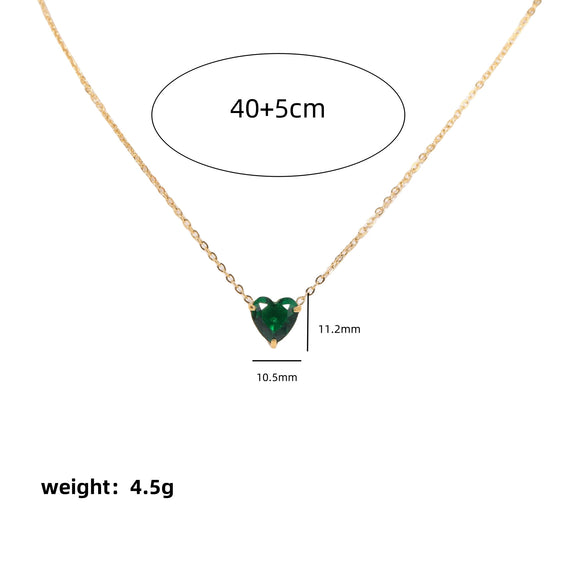 Titanium Steel Twelve Birthstone Love Pendant Necklace With Ochain Geometric Style Electroplating