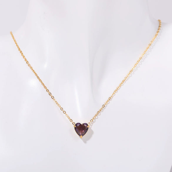 Titanium Steel Twelve Birthstone Love Pendant Necklace With Ochain Geometric Style Electroplating