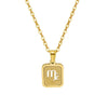 316L Stainless Steel Twelve Constellation Pendant Necklace For Women With Sand Glitter Powder And Vacuum Plating