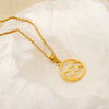 Titanium Steel Twelve Constellations Hollow Pendant Snake Bone Chain Necklace Electroplated 18K Gold Unisex