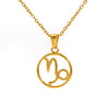 Titanium Steel Twelve Constellations Hollow Pendant Snake Bone Chain Necklace Electroplated 18K Gold Unisex