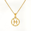 Titanium Steel Twelve Constellations Hollow Pendant Snake Bone Chain Necklace Electroplated 18K Gold Unisex