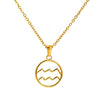 Titanium Steel Twelve Constellations Hollow Pendant Snake Bone Chain Necklace Electroplated 18K Gold Unisex
